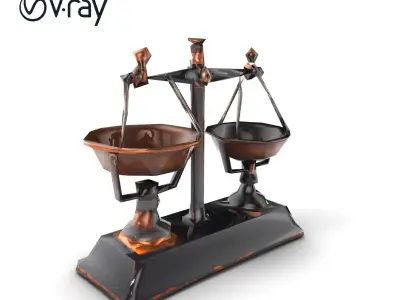 Vintage Iron Scales with Detailed Weights Model Pack Low-poly 3D model