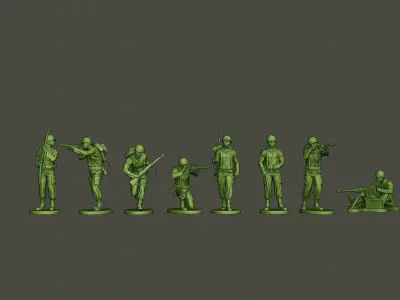 American soldiers ww2 Bundle Pack 3D print model