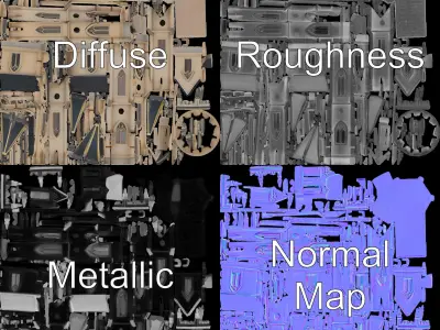 Gothic Tower Model Pack with Detailed Architecture Low-poly 3D model