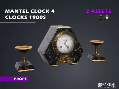 Mantel Clock 4 - Clocks 1900s 3D model