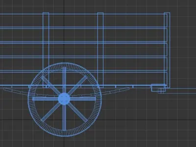Wooden Wagon Cart Low-poly 3D model