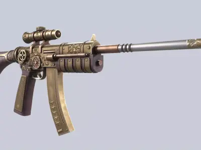Steampunk gun Low-poly 3D model shop
