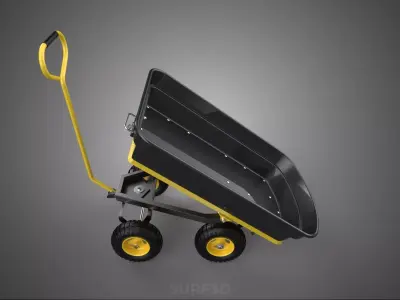 MANUAL TIPPING POLY BED GARDEN DUMP TRUCK CART STEEL FRAME WAGON 3D model