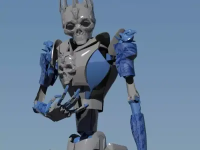 Robot humanoid with skull 3D model