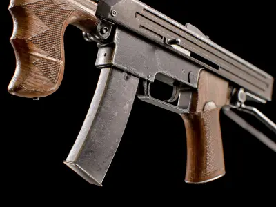  PPK 1942 Kalashnikov Submachine Gun Low-poly 3D model