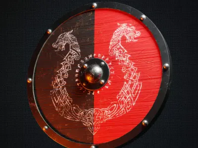 Viking Shield Low-poly 3D model 23