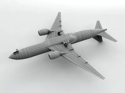 Boeing 777 Airliner - United Airlines Low-poly 3D model