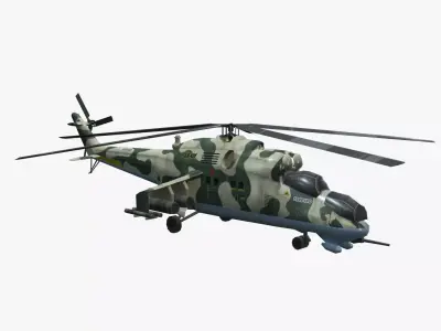 Low Poly Mil Mi-24 Low-poly 3D model
