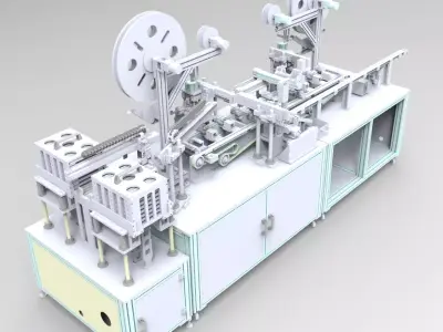 Automatic cutting and automatic feeding assembly line 3D model
