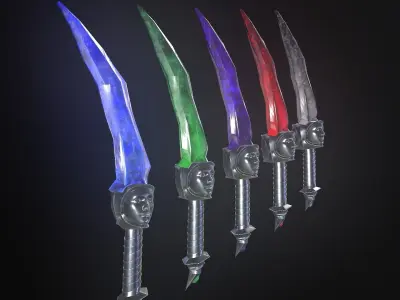 stylized fantasy dagger pack Low-poly 3D model