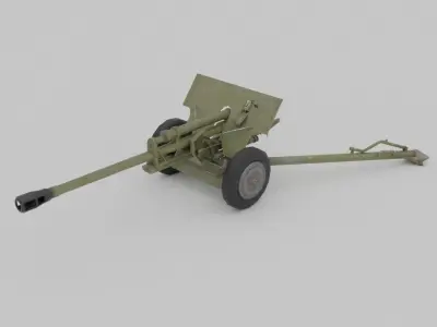 ZIS-3 76-mm divisional gun Low-poly 3D model