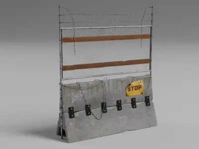 Concrete Barrier - Fence Low-poly 3D model