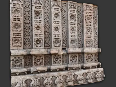 Scanned Carved Wall Low Poly Low-poly 3D model