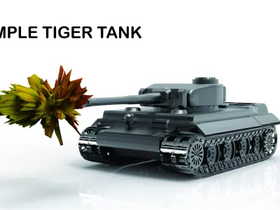 Simple Tiger Tank Low-poly 3D model