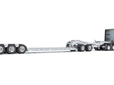2024 Semi Truck with Lowboy Trailer 3D model