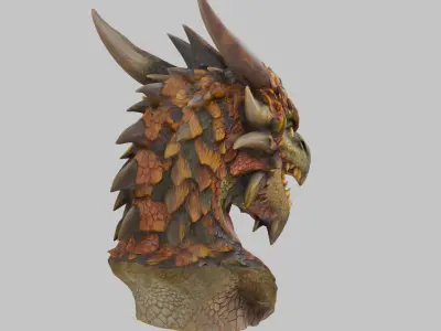 Dragon Head Bust Medieval Fantasy Monster Hunter  Low-poly 3D model