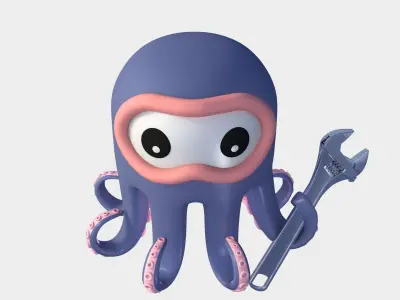 Cartoon Octopus 3D model purchase
