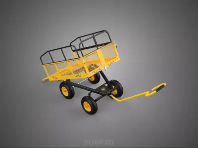TIPPING MESH CAGE RAILS DECK BED LIFT GARDEN UTILITY CART WAGON 3D model