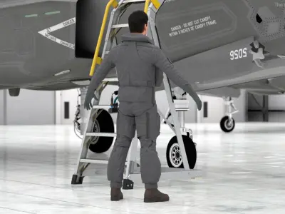USAF Pilot Fur Rigged  purchase 3D model