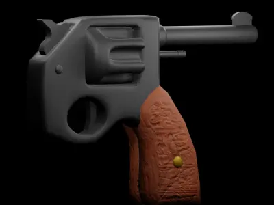 one Time use Revolver gun 3D model