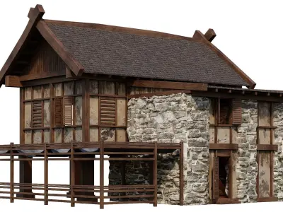 Old Medieval Building House 4K Textures GameReady 60 Low-poly 3D model