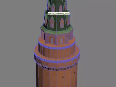  Corner tower Moscow square Low-poly 3D model