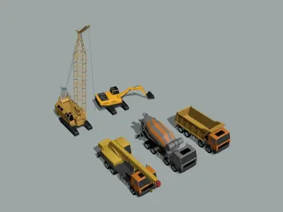 set of construction equipment 3D model