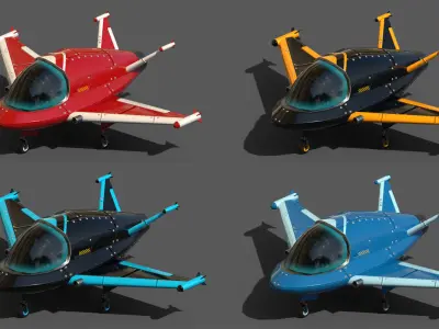 Toon Aircraft Sci Fi Lowpoly Pack Low-poly 3D model