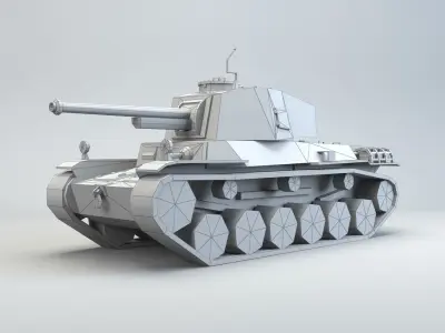 Low Poly Type 3 Chi Nu medium tank Low-poly 3D model