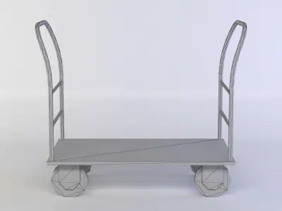 Trolley metal hand cart with wheels Low-poly 3D model