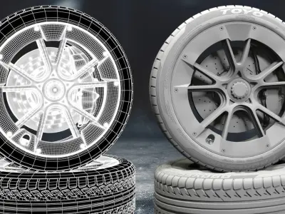 porsche sport car tyre 3D model by Akbarov030