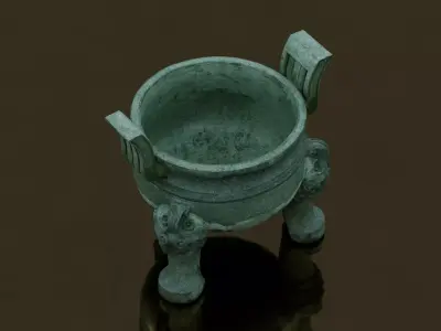 Traditional Chinese bronze ding Low-poly 3D model