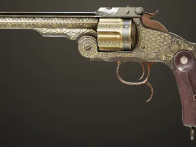 Aesthetic Revolver 02 Generic  All PBR Unity UE Textures Low-poly 3D model