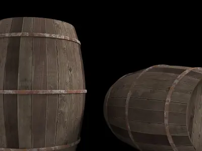 Old Wooden Barrels  for Animation and Games Low-poly 3D model