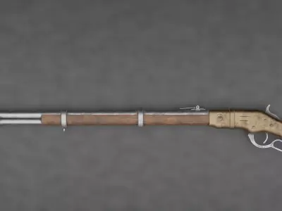 Shotgun rifle with wooden handle Low-poly 3D model