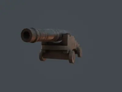Old Cannon Low-poly 3D model get