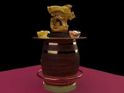  Chinese golden fish statue  3D model purchase