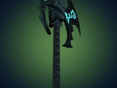 Skull Dark Metal Axe Melee Weapon PBR 3D model Free 3D model