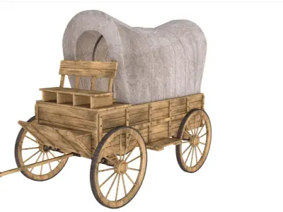 wooden wagon 3D model