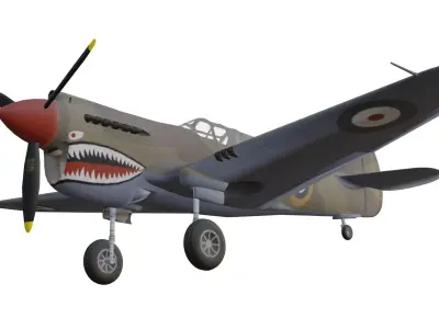 Curtiss P40 Warhawk Low-poly 3D model