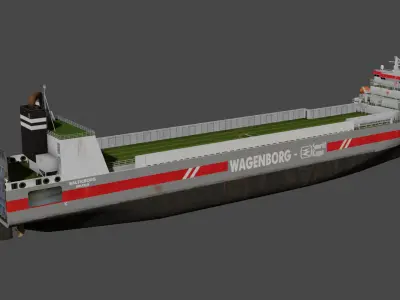 Ro-Ro Cargo vessel Low-poly 3D model