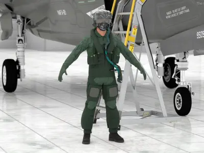 Jet Fighter Pilot Fur Rigged  purchase 3D model