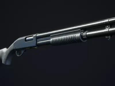 Shotgun Low-poly 3D model 8