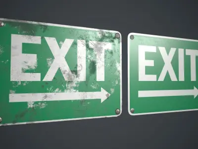 Plastic Exit Sign 2 PBR Game Ready Low-poly 3D model