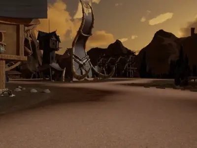 Desolate Settlement In Rugged Terrain 3D model