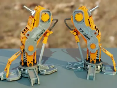 robot leg parts  Low-poly 3D model