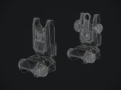 Defiance Low Profile Picatinny Flip Up Sights Low-poly 3D model