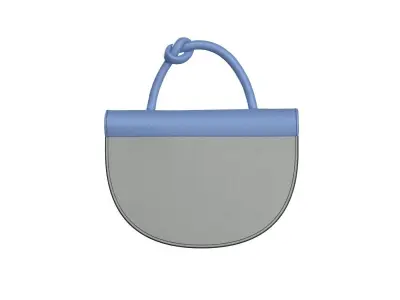 Grey Leather Half moon Flap Bag 3D model