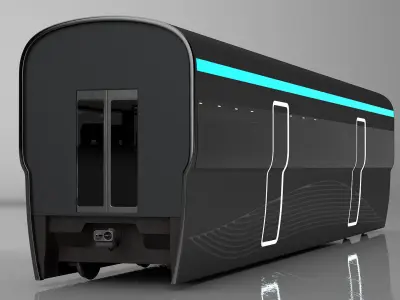 Futuristic Passenger Wagon Black 3D model
