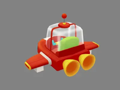 Cartoon spaceship Low-poly 3D model